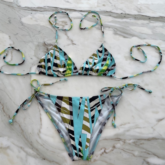 EMILIO PUCCI BLUE MULTI BIKINI SIZE IT 44 / US 10 - Picture 3 of 16